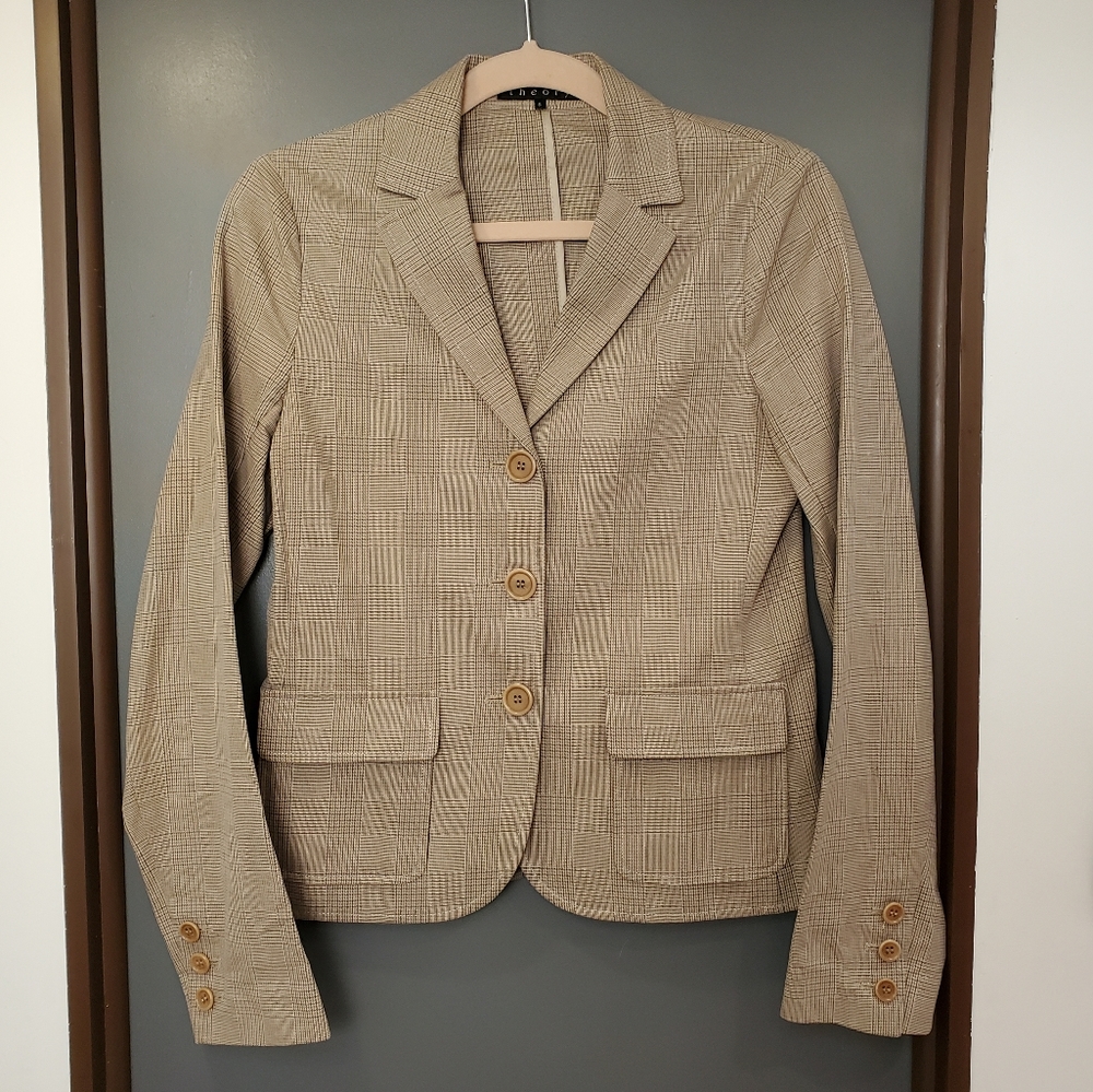Theory Tan Plaid Blazer